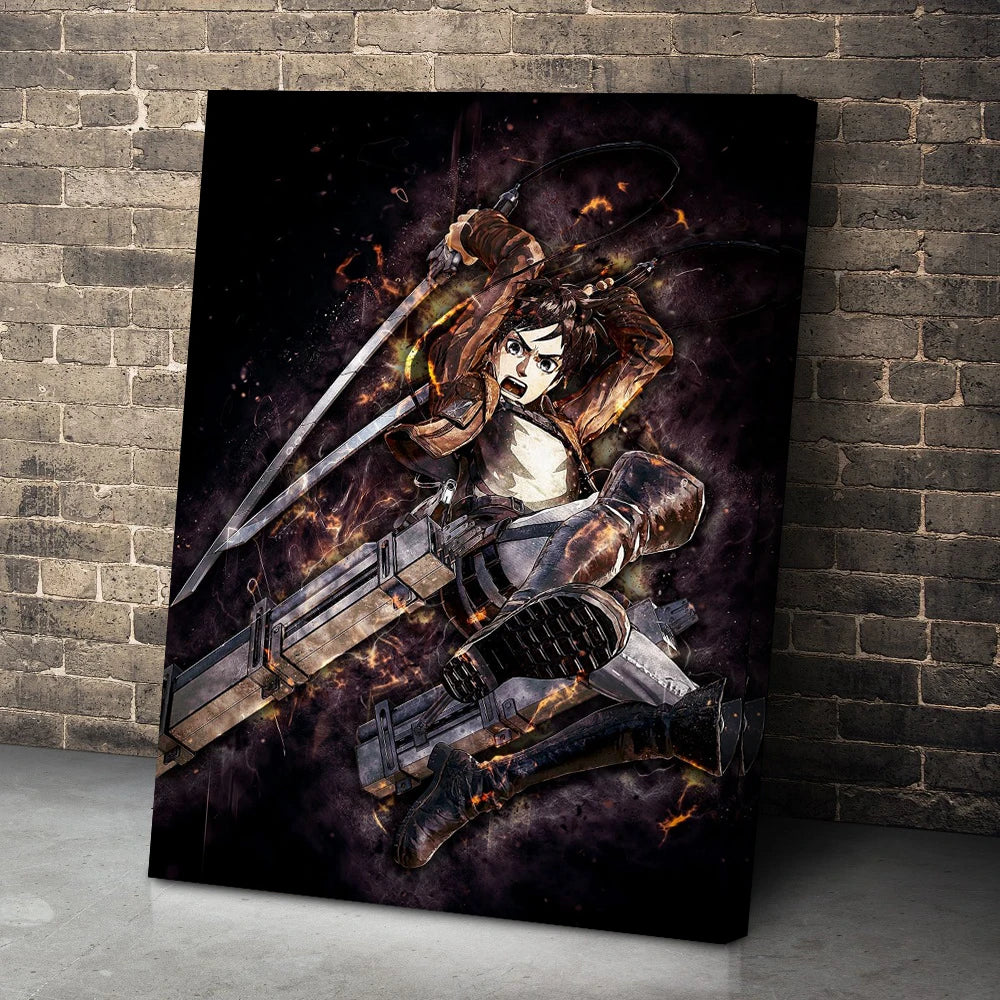 HD Prints Attack on Titan Canvas Painting Eren Jaeger Poster | Wall Art | Attack on Titan