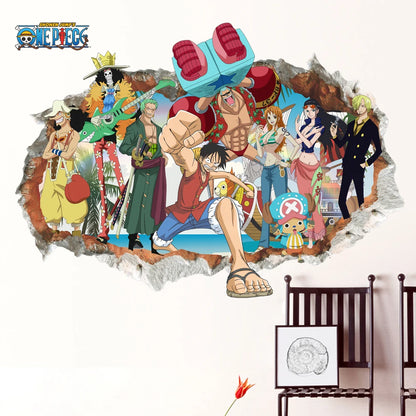 Poster Luffy Broken wall 3d effect wall stickers | Wall decals | One Piece