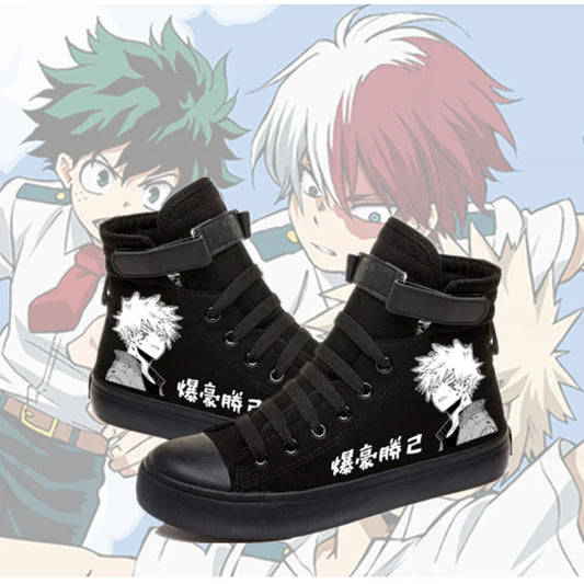 My Hero Academia Printed Canvas Shoes | Flat High-Top Sneakers Comfy | Halloween Cosplay Shoes