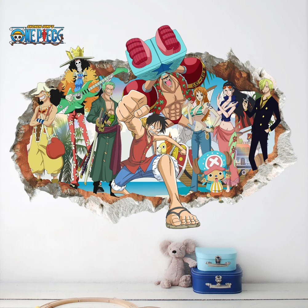 Poster Luffy Broken wall 3d effect wall stickers | Wall decals | One Piece