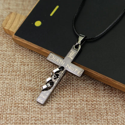 Black Metal Cross Necklace | Cosplay Accessory | Death Note