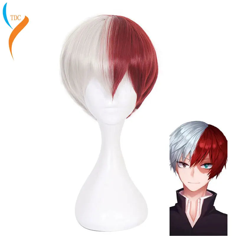 Shoto Todoroki White And Red Cosplay Wig | Wig + Wig Cap | My Hero Academia