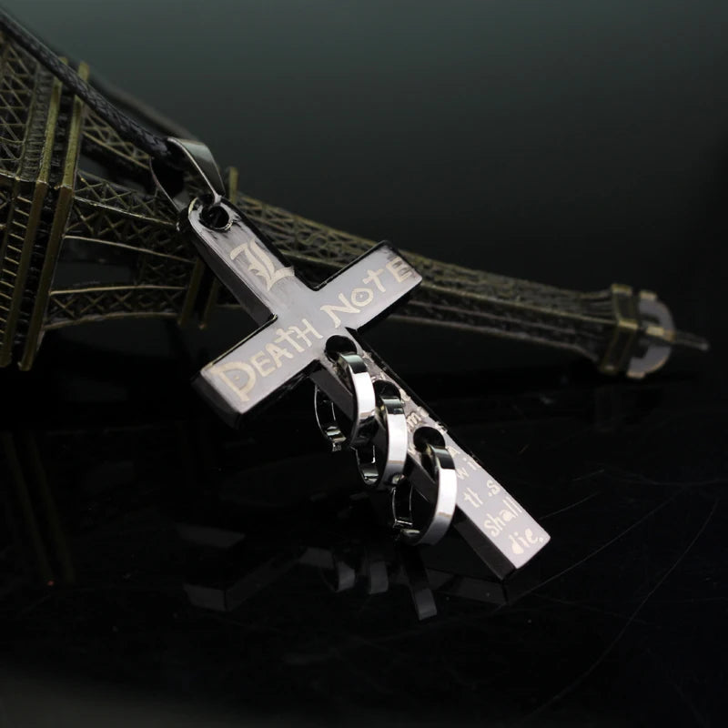 Black Metal Cross Necklace | Cosplay Accessory | Death Note