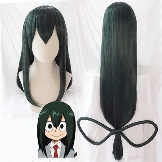 Tsuyu Asui Long Dark Green Cosplay Wig | Synthetic Hair Wig | My Hero Academia