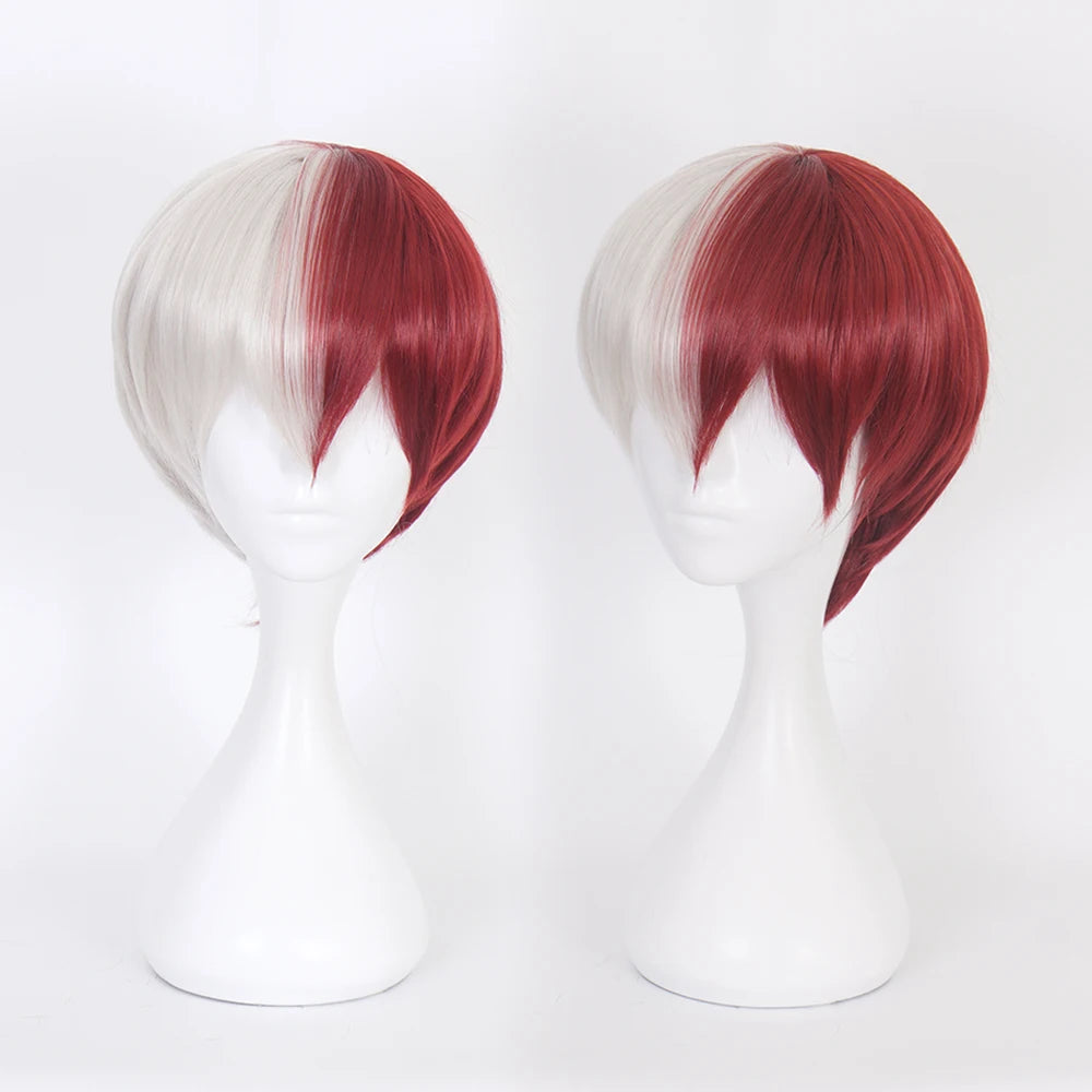 Shoto Todoroki White And Red Cosplay Wig | Wig + Wig Cap | My Hero Academia