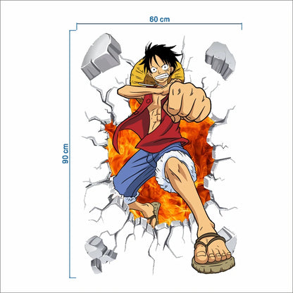 Monkey D Luffy 3D Broken Hole Wall Stickers | Wall Stickers | One Piece