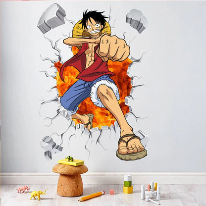 Monkey D Luffy 3D Broken Hole Wall Stickers | Wall Stickers | One Piece