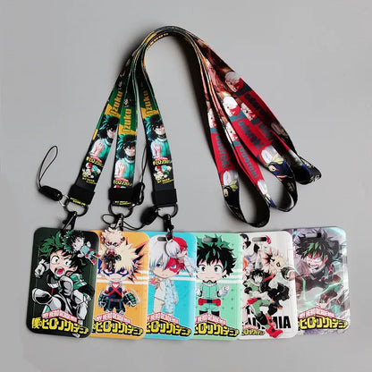 1 set Anime Card Cases card Lanyard Key Lanyard Cosplay Badge ID Cards Holders Neck Straps Keychains My Hero Academia