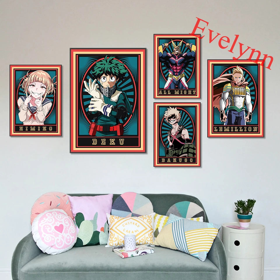 MHA Nordic Abstract Wall Art Modular Pictures | Canvas Painting | My Hero Academia