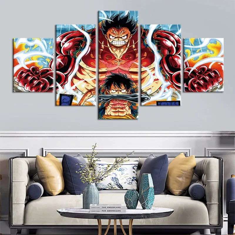 Canvas Wall Art Prints 5 Panels One Piece HD Character Animation Painting Modular Pictures | Poster | One Piece