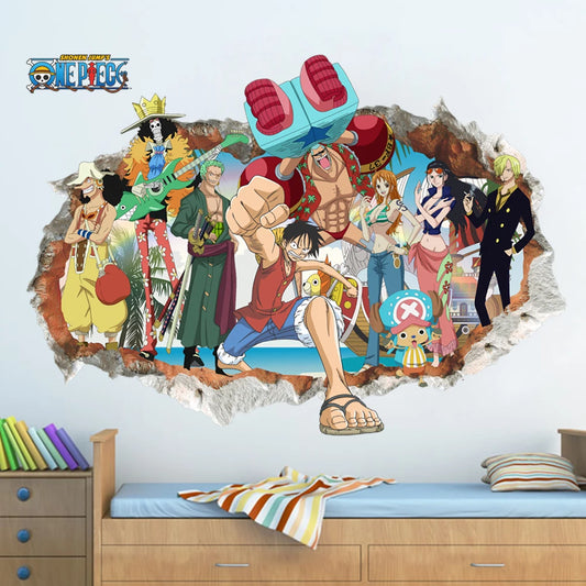 Poster Luffy Broken wall 3d effect wall stickers | Wall decals | One Piece