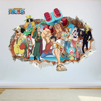 Poster Luffy Broken wall 3d effect wall stickers | Wall decals | One Piece