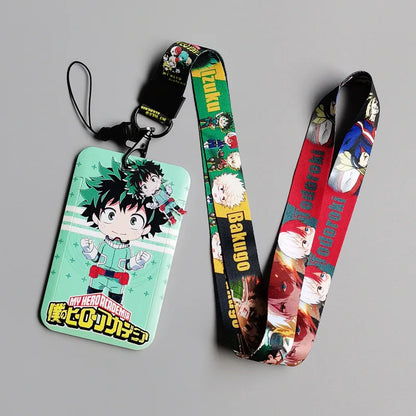 1 set Anime Card Cases card Lanyard Key Lanyard Cosplay Badge ID Cards Holders Neck Straps Keychains My Hero Academia