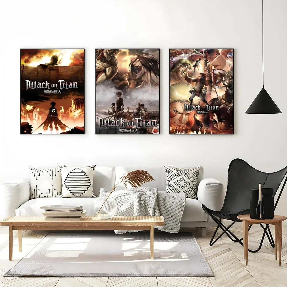 Poster Self-adhesive Art Waterproof Paper | Wall Decor | Attack on Titan