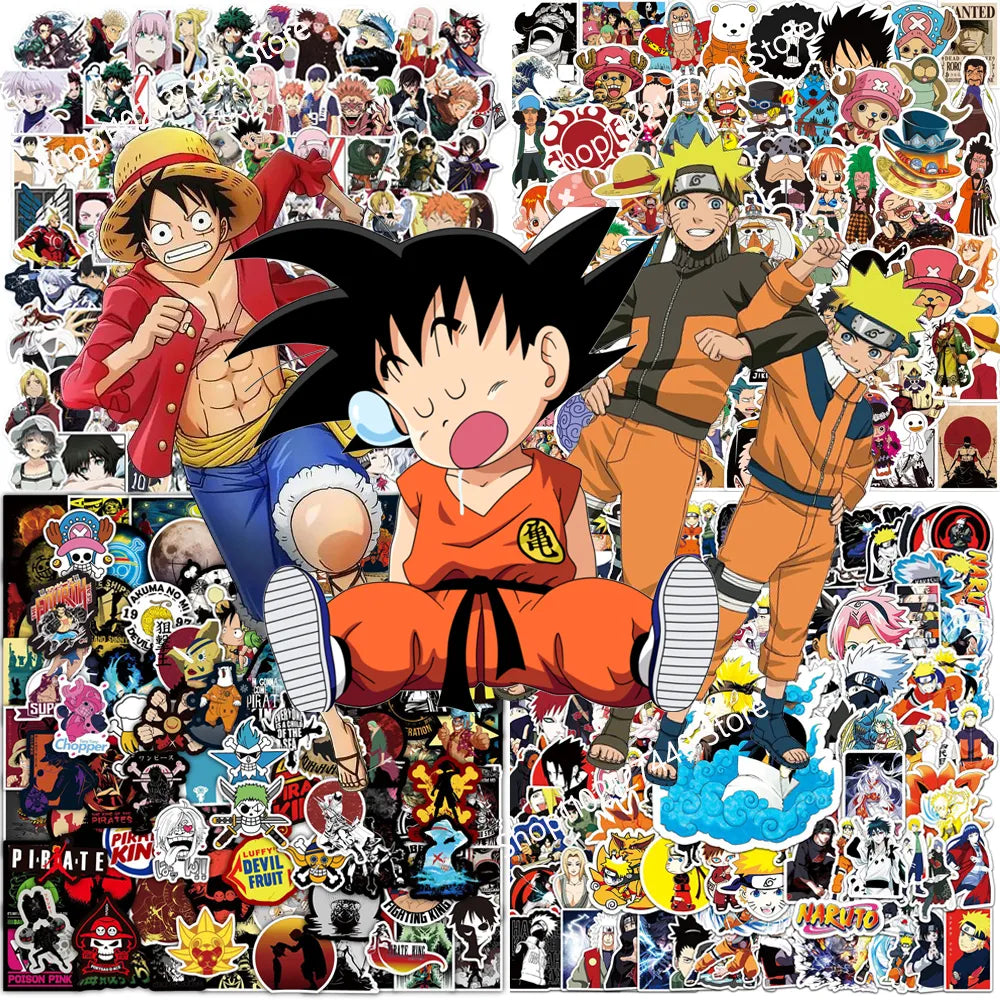 100pcs One Piece Naruto Dragon Ball Mix Stickers Decal | Sticker | One Piece, Naruto, Dragon Ball