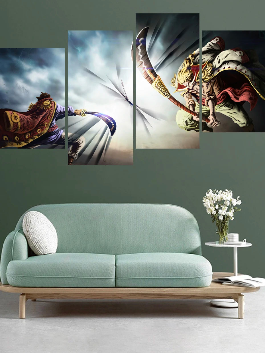 Classic One Piece King Seven Wuhai Roger 4 Pieces Painting Poster Wall Art | Poster | One Piece