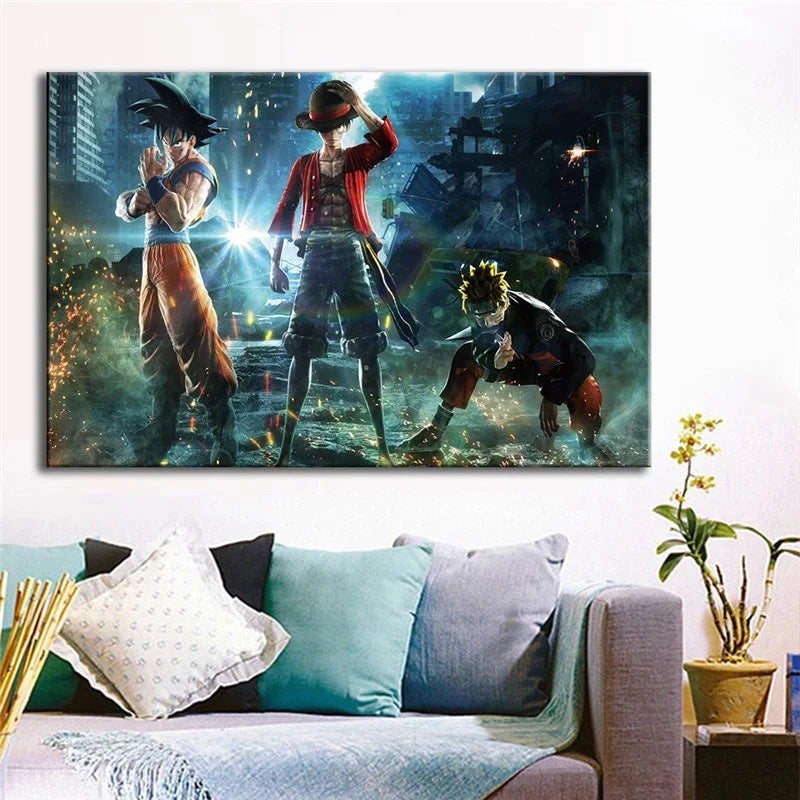 Naruto and Goku Canvas Painting | Canvas Painting | Naruto, Dragon Ball