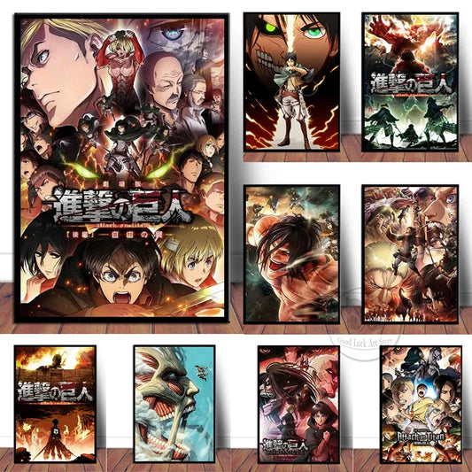 Attack on Titan Canvas Painting Art Wall Printed Poster | Wall Art | Attack on Titan