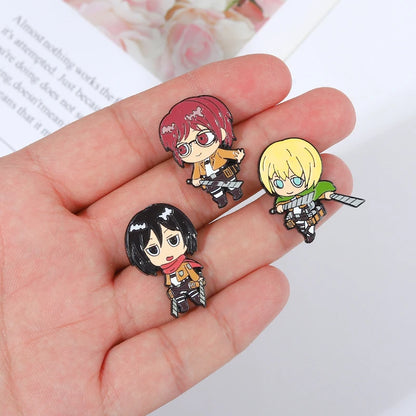 Chibi Enamel Pins Custom Eren Mikasa Armin Levi | Jewelry | Attack on Titan