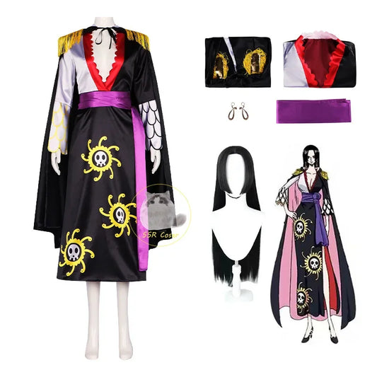 Boa Hancock Cosplay Costumes Sexy Empire Black Kimono Dress Uniform | Costume | One Piece