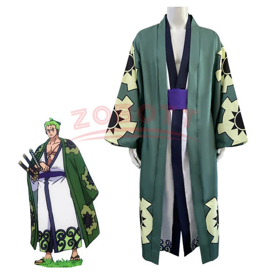 Cosplay One Piece Wano Country Roronoa Zoro Cosplay Costume Green Kimono Outfit | Costume | One Piece