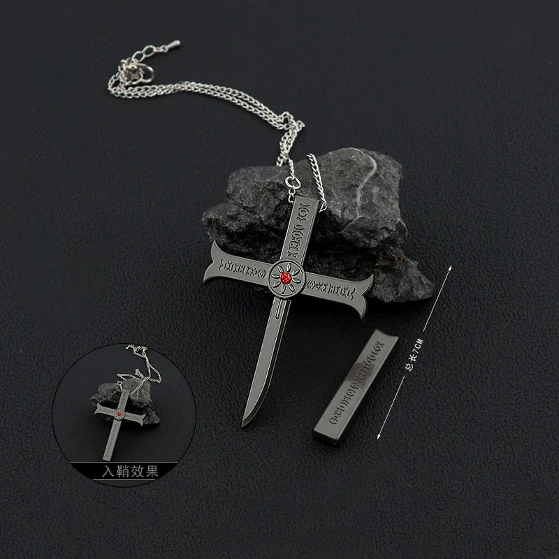 One Piece HAWKEYE Cross Necklace Mihawk Black Blade | Keychain | One Piece