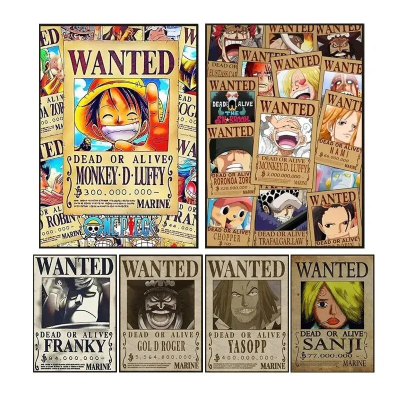 Wanted Retro Canvas Artwork One Piece Luffy Posters | Poster | One Piece