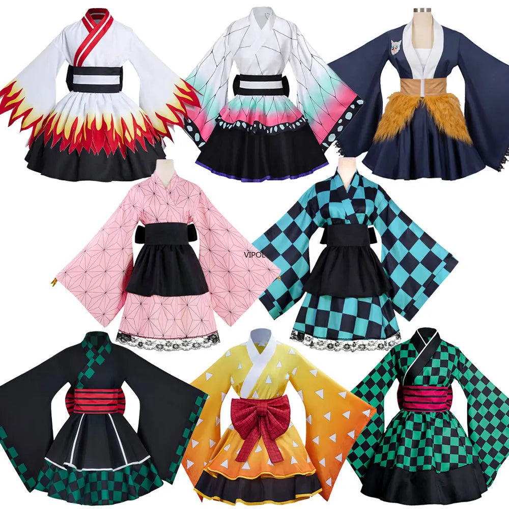 Kimono Maid Dresses Kamado Nezuko Cosplay Costume | Lolita Dress | Demon Slayer