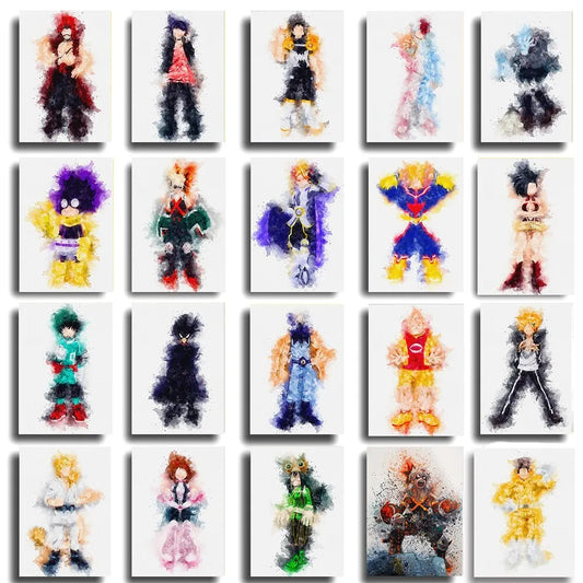 MHA Canvas Watercolor Posters | Living Room Decor | My Hero Academia