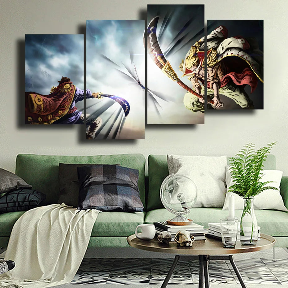 Classic One Piece King Seven Wuhai Roger 4 Pieces Painting Poster Wall Art | Poster | One Piece