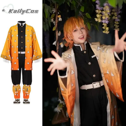 Agatsuma Zenitsu Cosplay Costume | Kimono Uniform | Demon Slayer