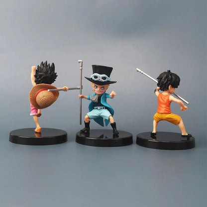 Luffy Ace Sabo With Stick Weapon Childhood | PVC Action Figurine Model Dolls | One Piece