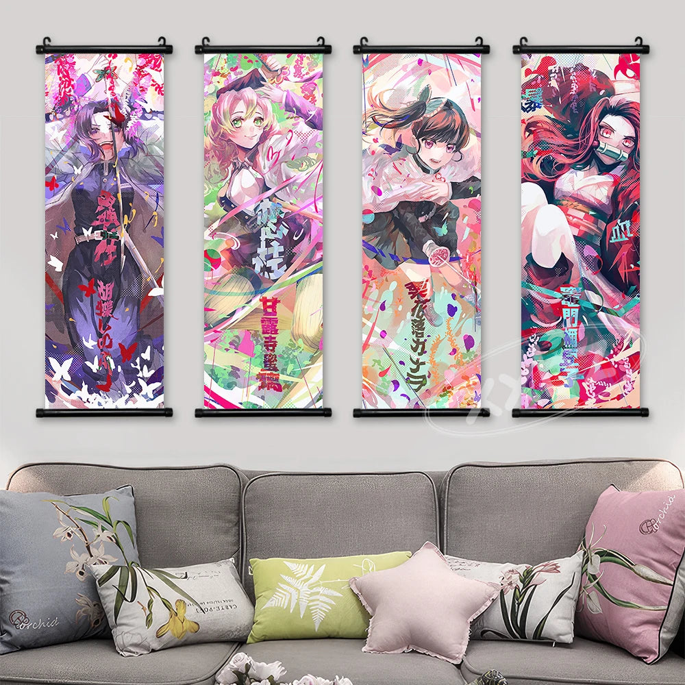 Poster Wall Art Scroll Hanging Painting | Decor | Demon Slayer