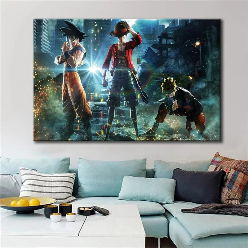 Naruto and Goku Canvas Painting | Canvas Painting | Naruto, Dragon Ball