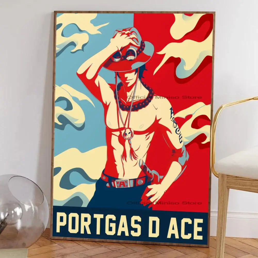 1pc O-One Piece Portgas D Ace Poster Self-adhesive Art Waterproof Paper Sticker | Poster | One Piece