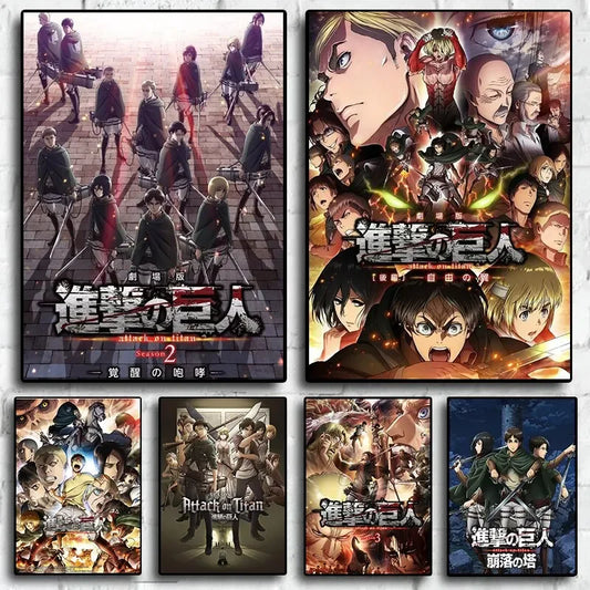 Attack on Titan Kawaii Poster Quality Canvas Painting | Wall Art | Attack on Titan