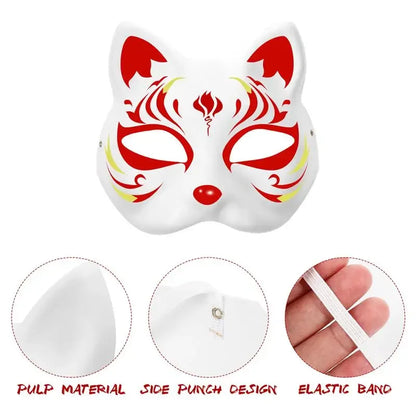 Mask Hand-painted Cat Fox Mask | Accessories | Demon Slayer