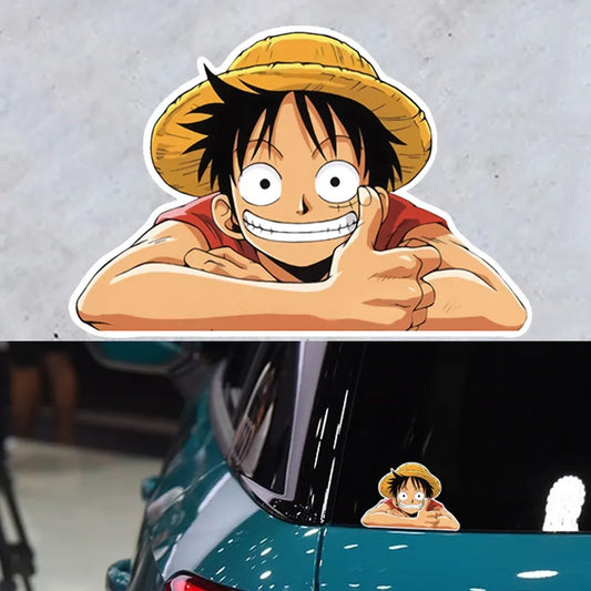 Luffy Peeking At Window Stickers | Waterproof Laptop Window Sticker | One Piece