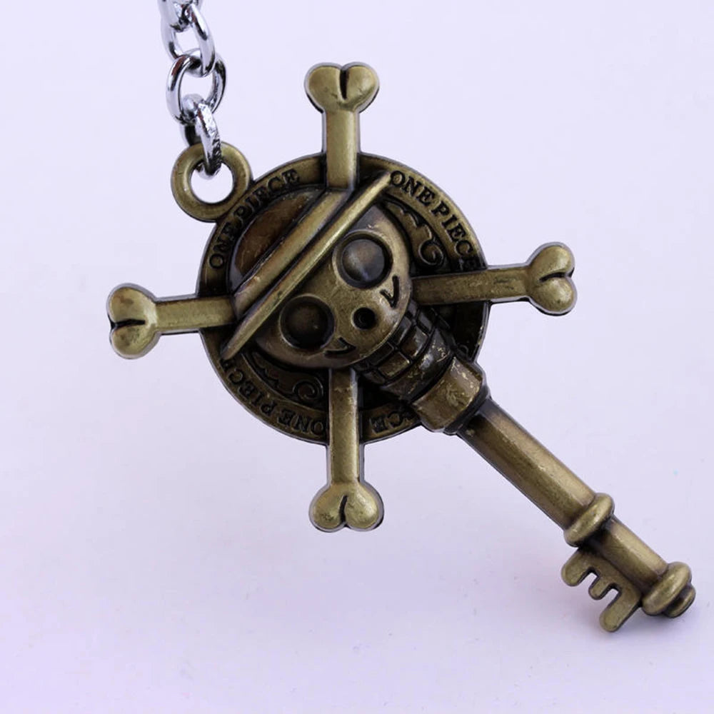 Hot One Piece Luffy Keychain Hat Skull Boat Anchor Cross Metal Key Ring | Keychain | One Piece