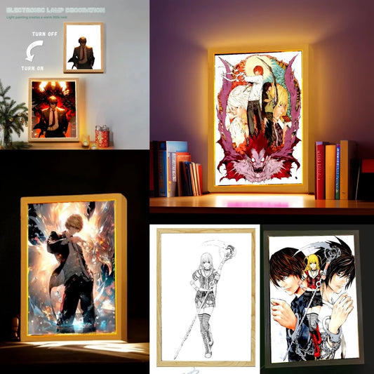 Figure Death Note Light Painting Photo Frame Night Light | Home Decor | Death Note