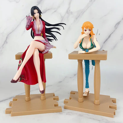 Luffy Ace Nami Hancock Figure | Sitting Posture Action Figure PVC Model Doll Collection | One Piece