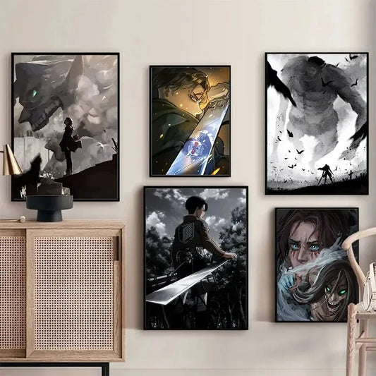 Attack on Titan Canvas Posters Colorful Painting Print | Wall Art | Attack on Titan