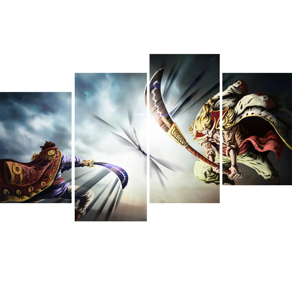 Classic One Piece King Seven Wuhai Roger 4 Pieces Painting Poster Wall Art | Poster | One Piece