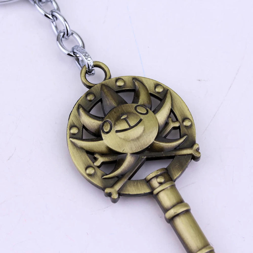 Hot One Piece Luffy Keychain Hat Skull Boat Anchor Cross Metal Key Ring | Keychain | One Piece