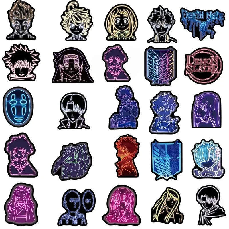 Neon Light Stickers Mix Jujutsu Kaisen Attack on Titan | DIY Stickers | Attack on Titan / Jujutsu Kaisen