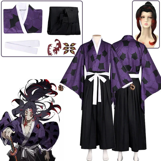 Kokushibo Costume | Kimono Tattoo Wig | Demon Slayer