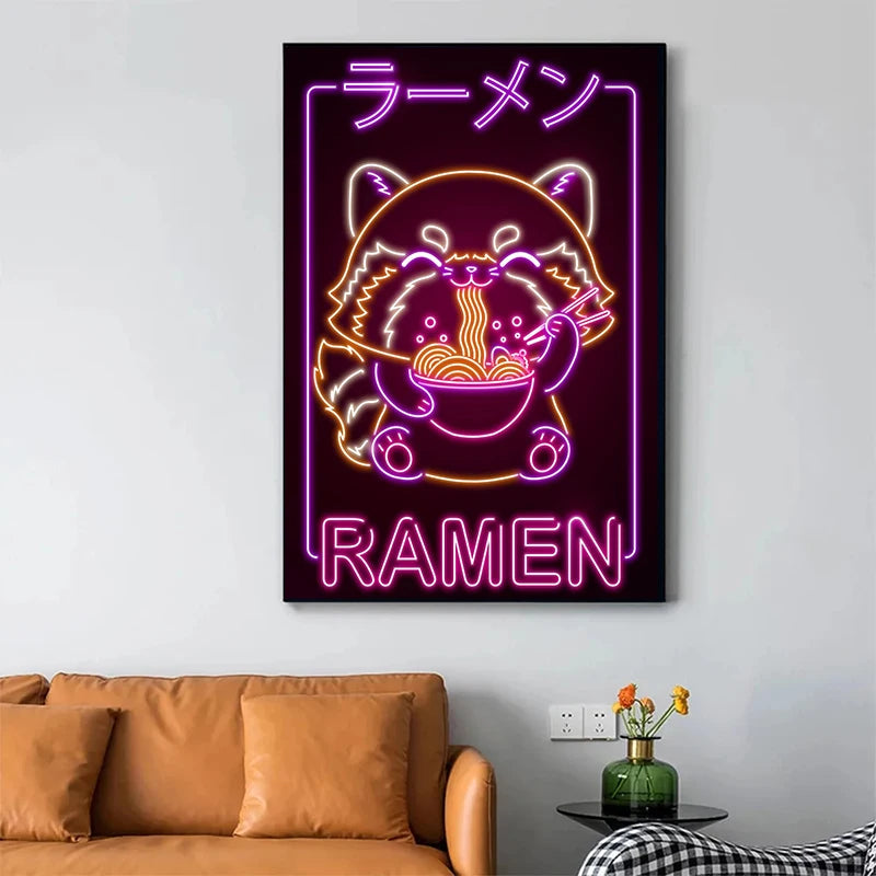 Neon Effect Figure Posters Canvas Painting | Decor | Demon Slayer