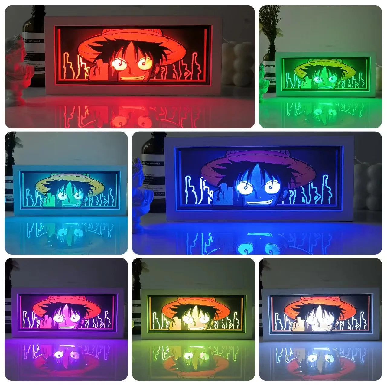 3D LED Light Box One Piece Zoro Gear Fifth Sun God Luffy | Table Lamp | One Piece