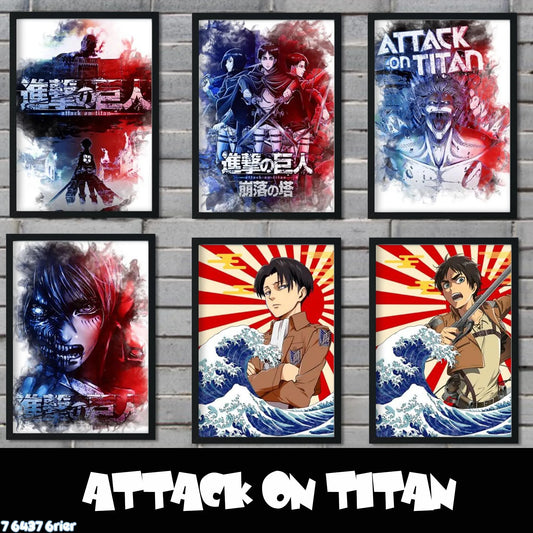 Attack on Titan Watercolor Canvas Painting Poster | Wall Art | Attack on Titan