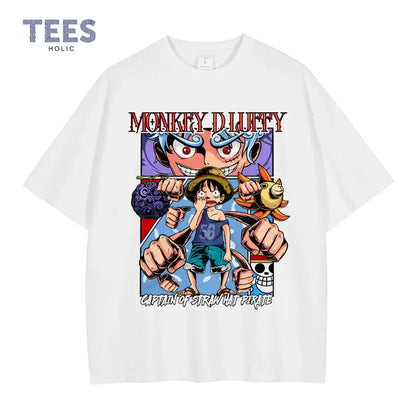 One Piece T Shirts Oversized Vintage Washed Monkey D Luffy T-shirt | T-shirt | One Piece